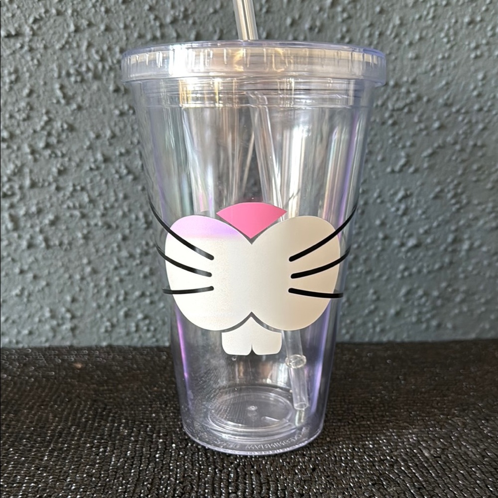 Cute Bunny Face Tumbler with Straw